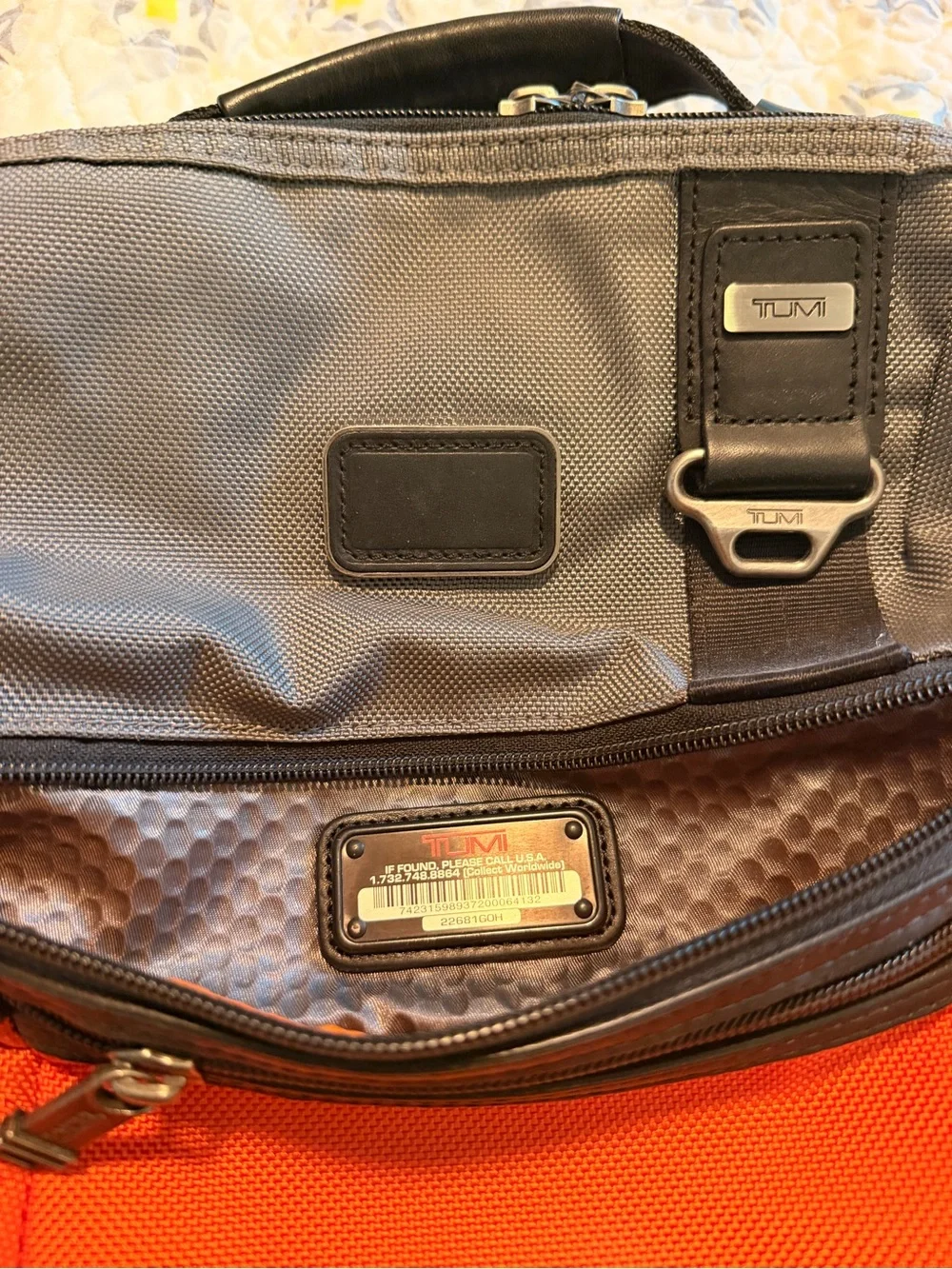 Tumi Orange and Gray Two-Tone Men's Backpack